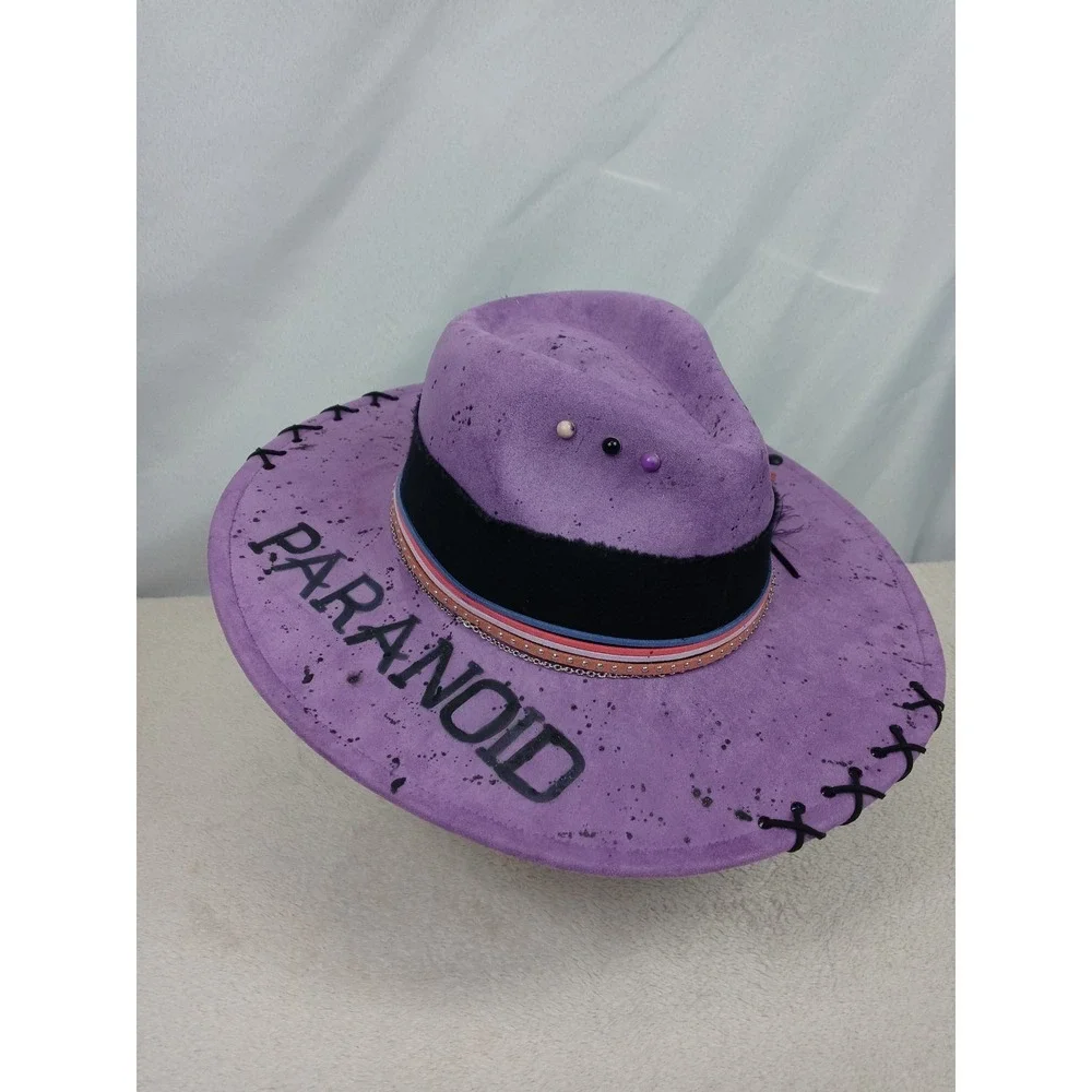 Custom Black Sabbath Hat Paranoid‎ Wide Brim Fedora Festival Rock Heavy Metal